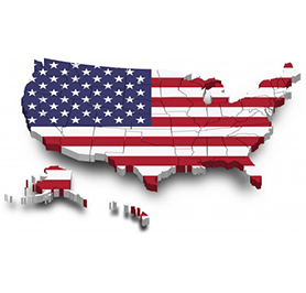 An illustration of a US flag in the shape of the US